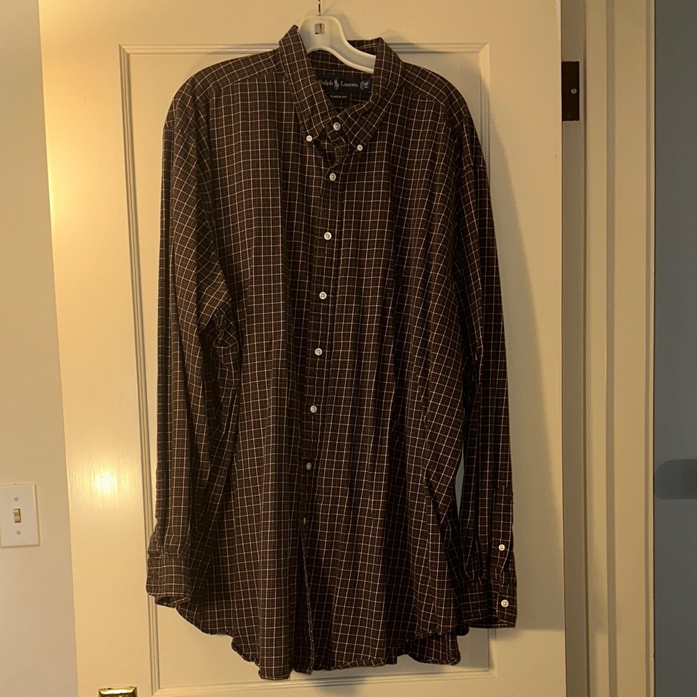 Ralph Lauren Dark Red / burgundy Men’s 3XLT Checkered Button-Down Shirt - Picture 9 of 12